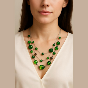 Green Stone Multilayered Necklace